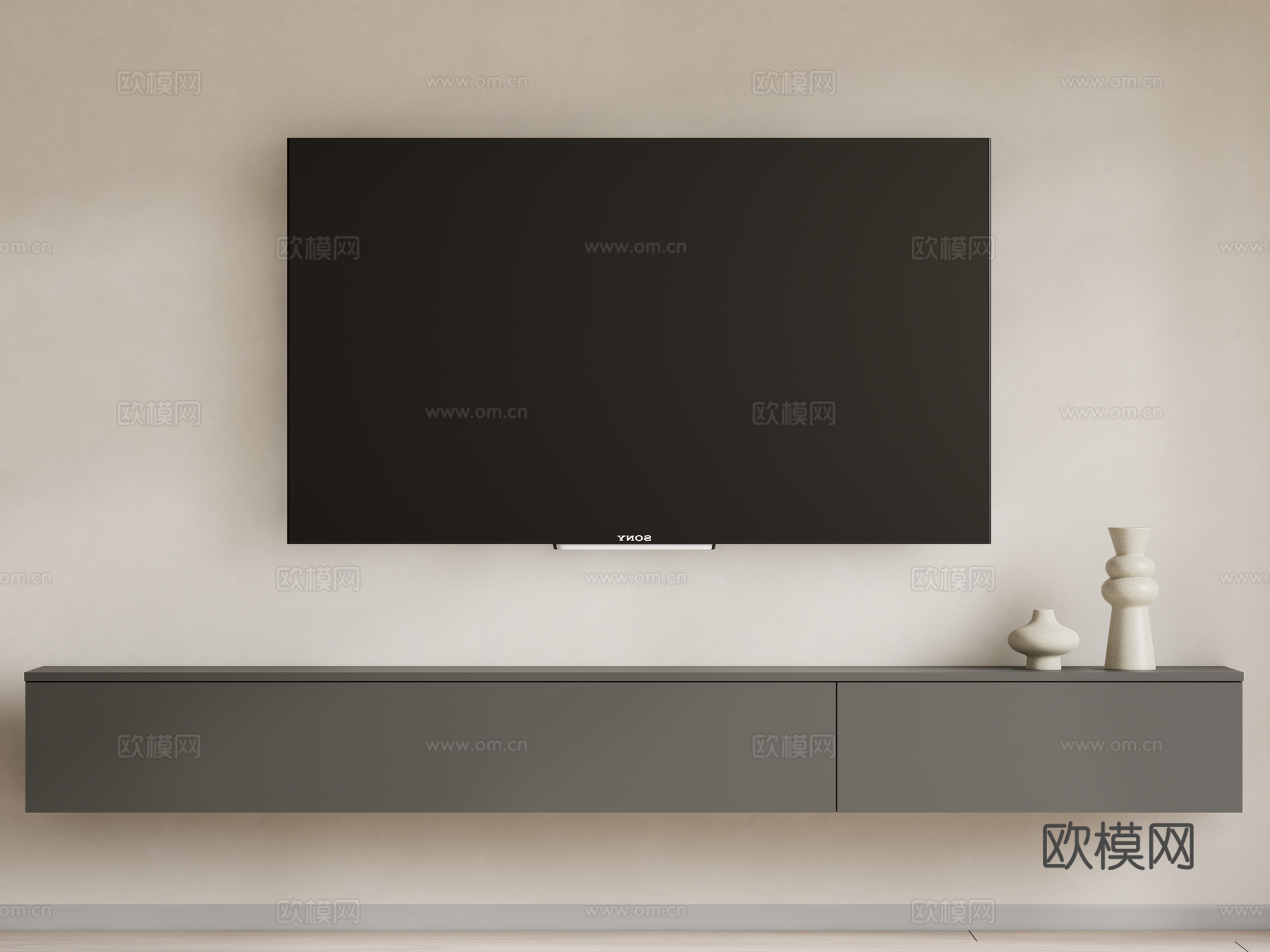 现代电视柜su模型