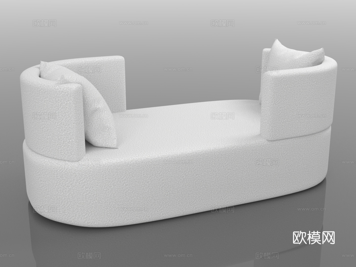 椭圆床 现代床 软包床 无腿床 沙发床3d模型下载（渲染图1）
