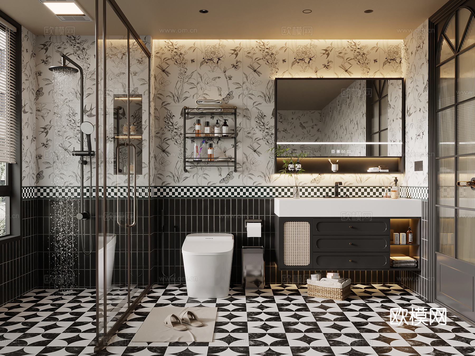 法式卫生间 浴室柜 马桶3d模型下载