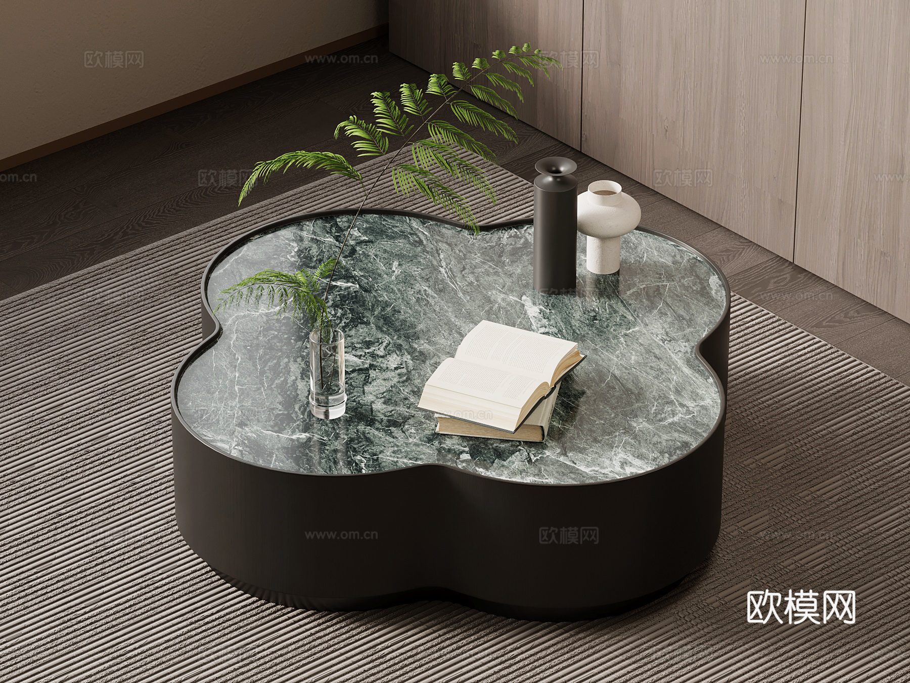 现代意式茶几 异形茶几 梅花茶几su模型