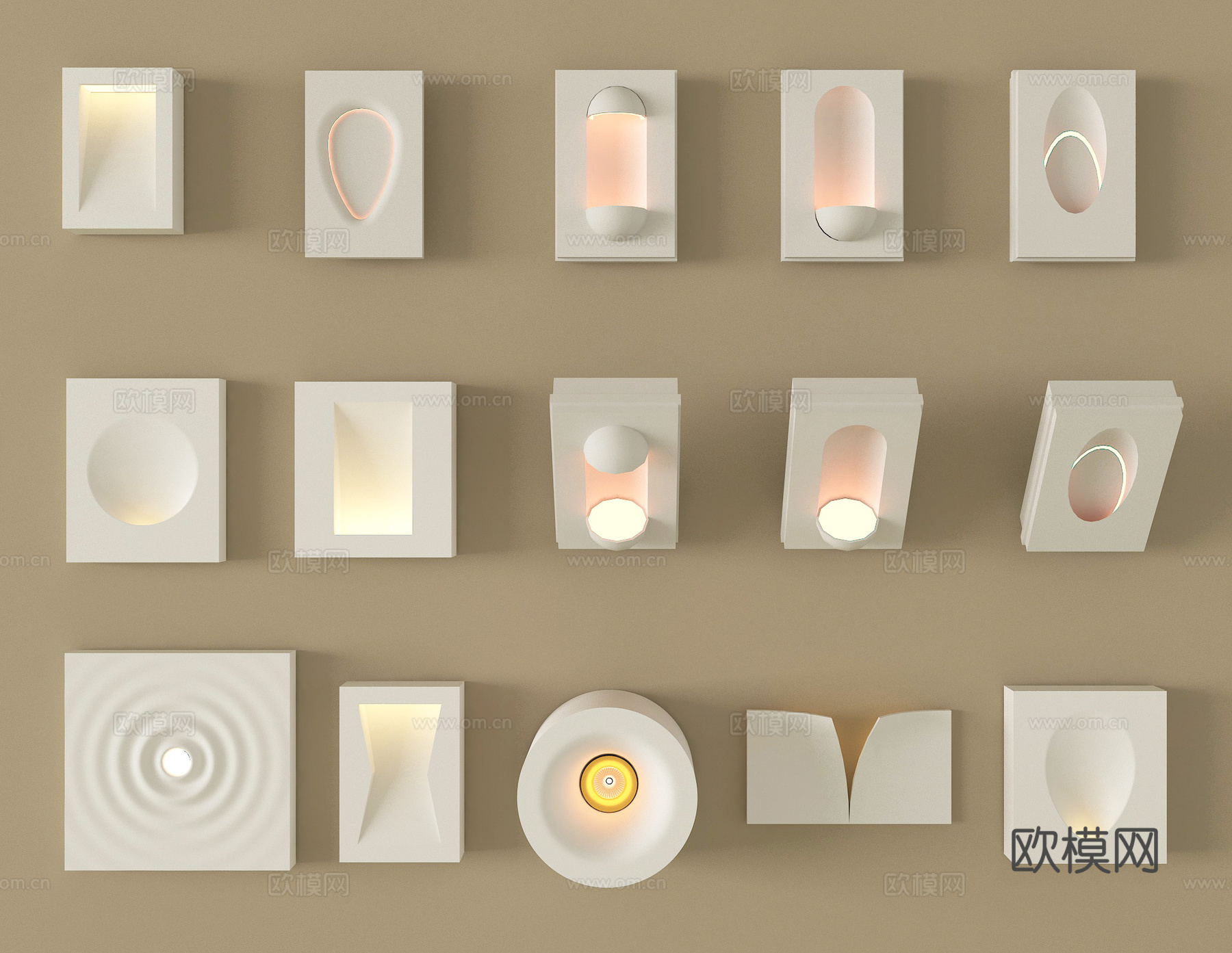 现代石膏灯 嵌入式石膏灯3d模型下载