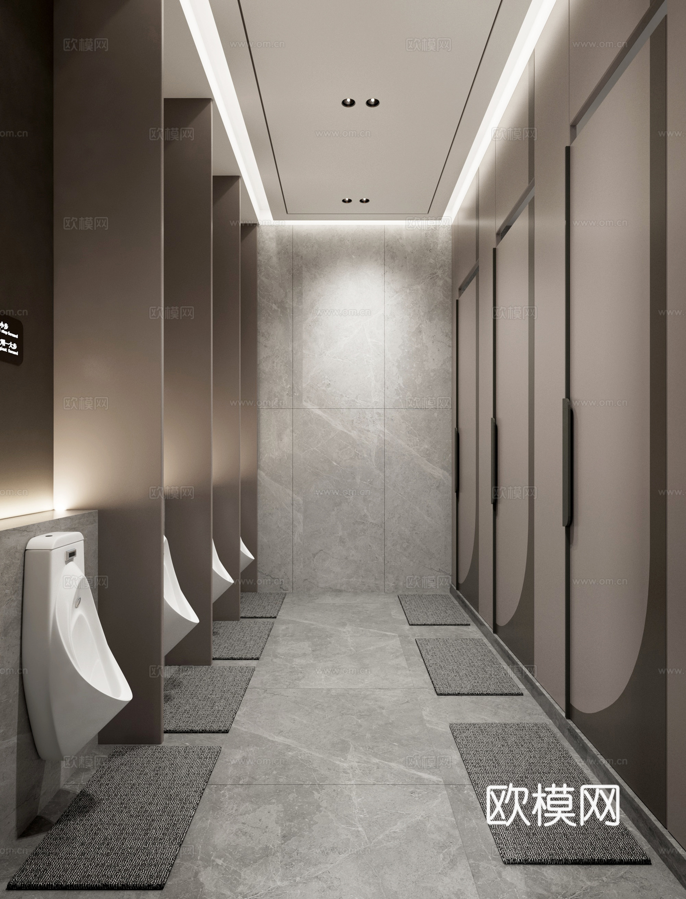 现代公共卫生间 洗手盆 小便斗3d模型下载（渲染图3）