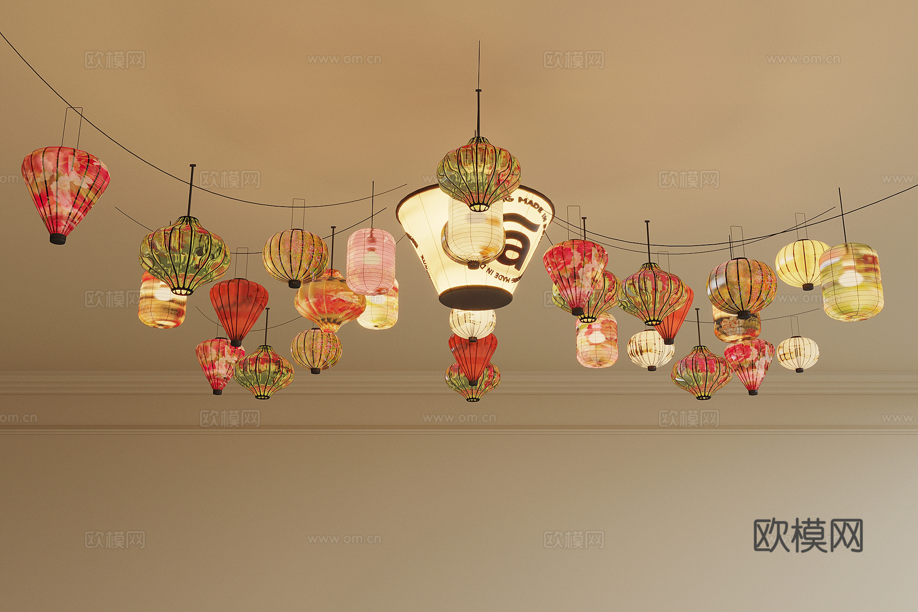 吊灯 露营吊灯 节日吊灯 餐馆吊灯su模型