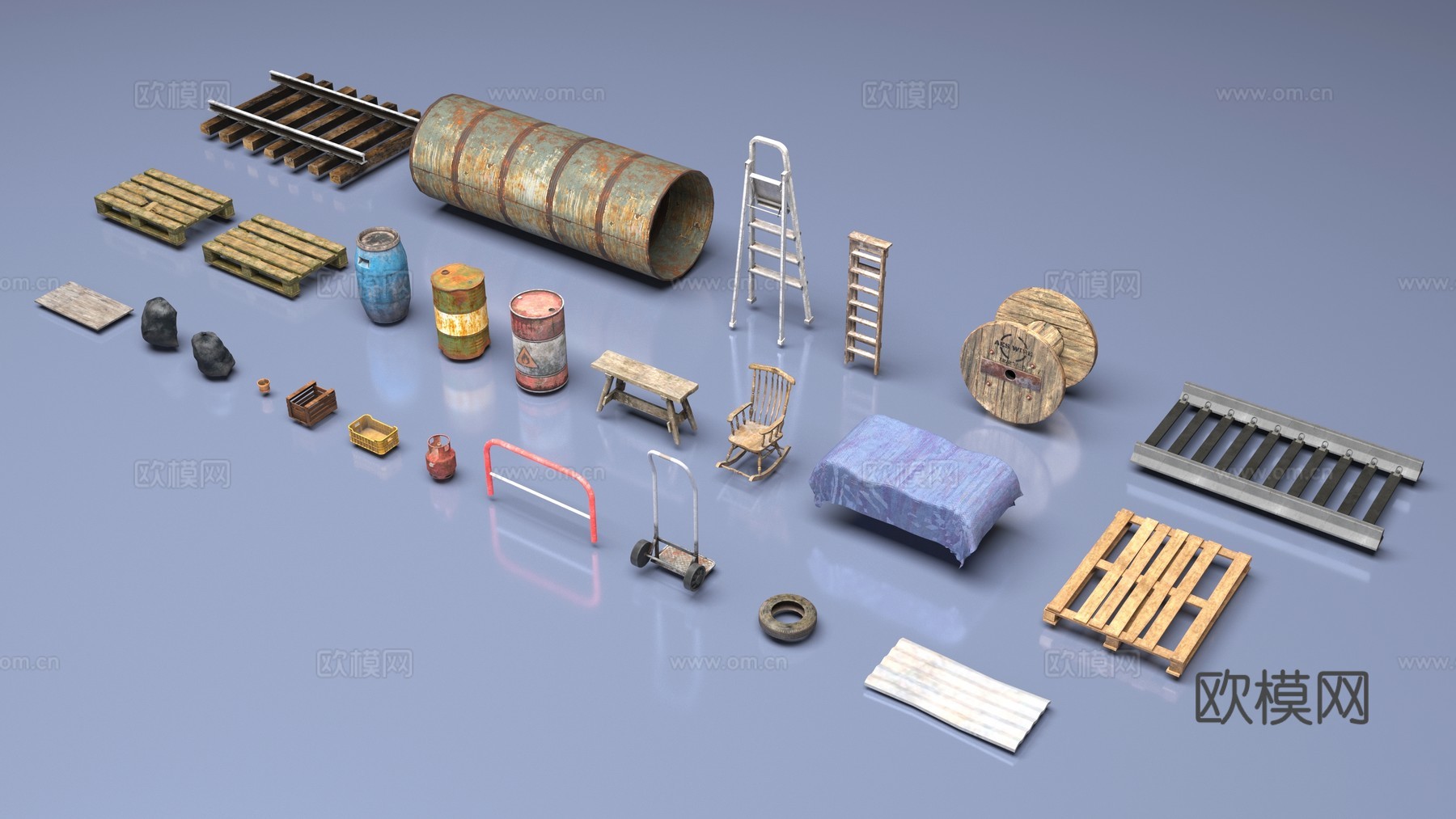 生锈的工业物品3d模型下载（渲染图3）