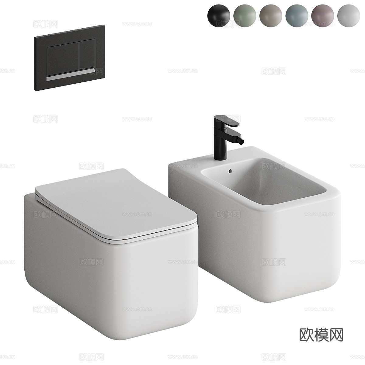 现代奶油风马桶 坐浴盆3d模型