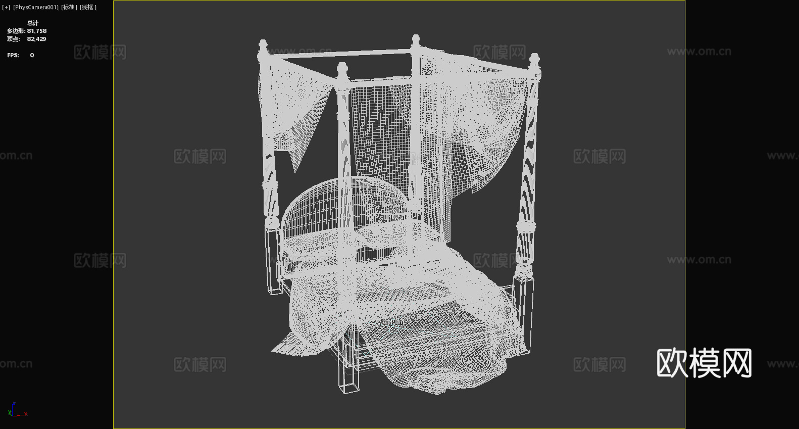 四柱床 古典床 带幔床 老式床 传统床3d模型下载（渲染图6）