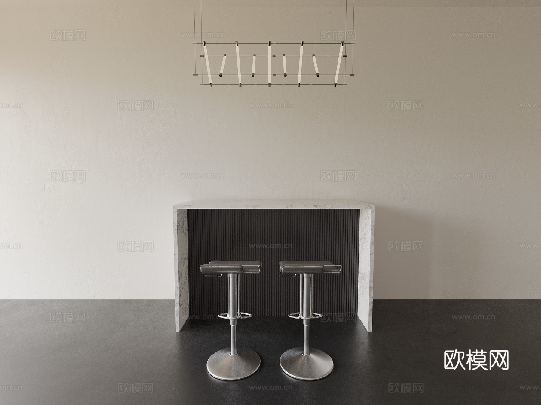 吧台 岛台 餐桌椅组合3d模型下载