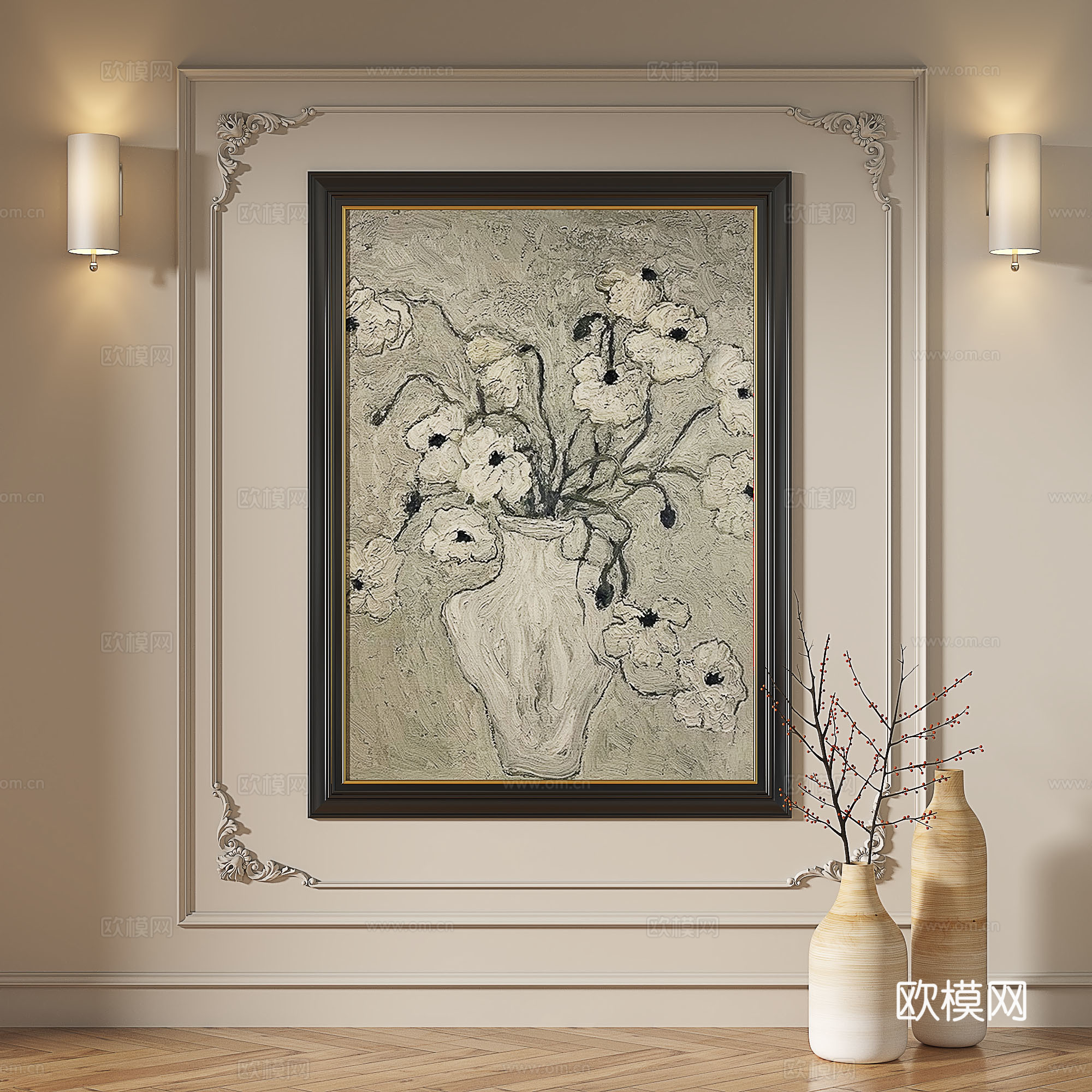 现代，法式，复古，简约，轻奢，抽象，装饰画3d模型