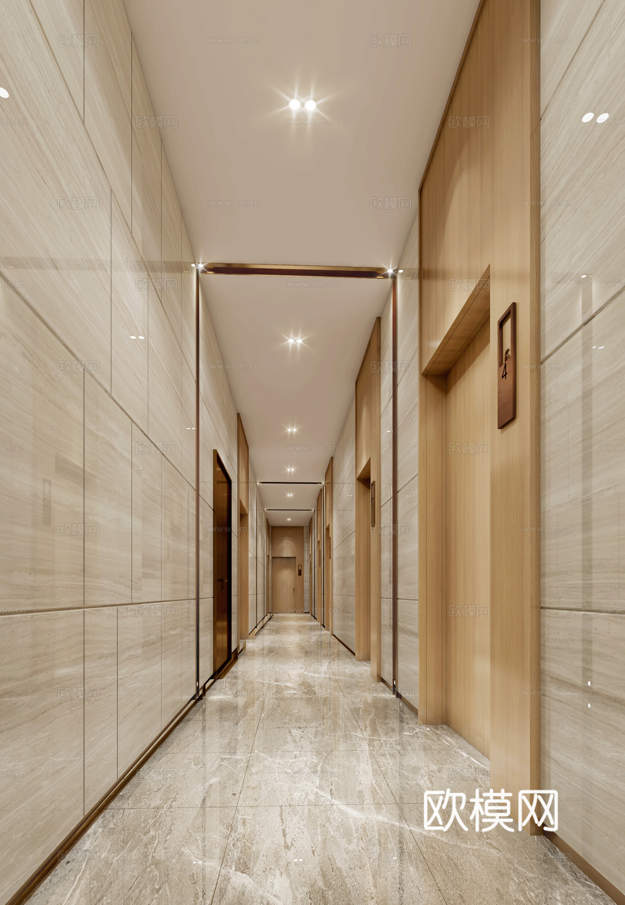 现代一个简约风格的公司过道3d模型下载