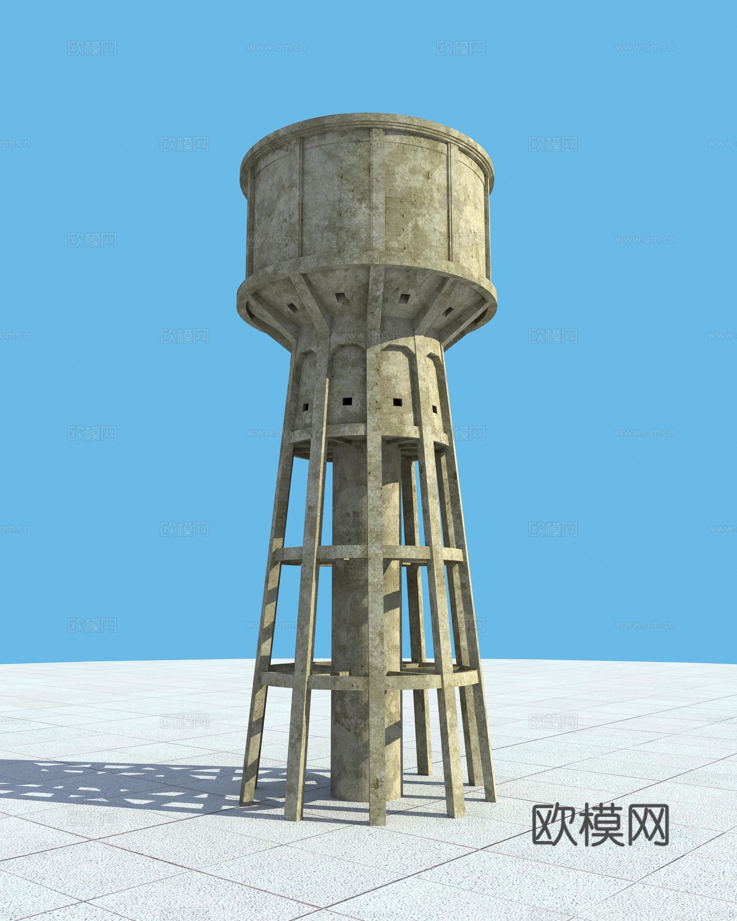 工业风水塔 工业工地塔楼3d模型下载
