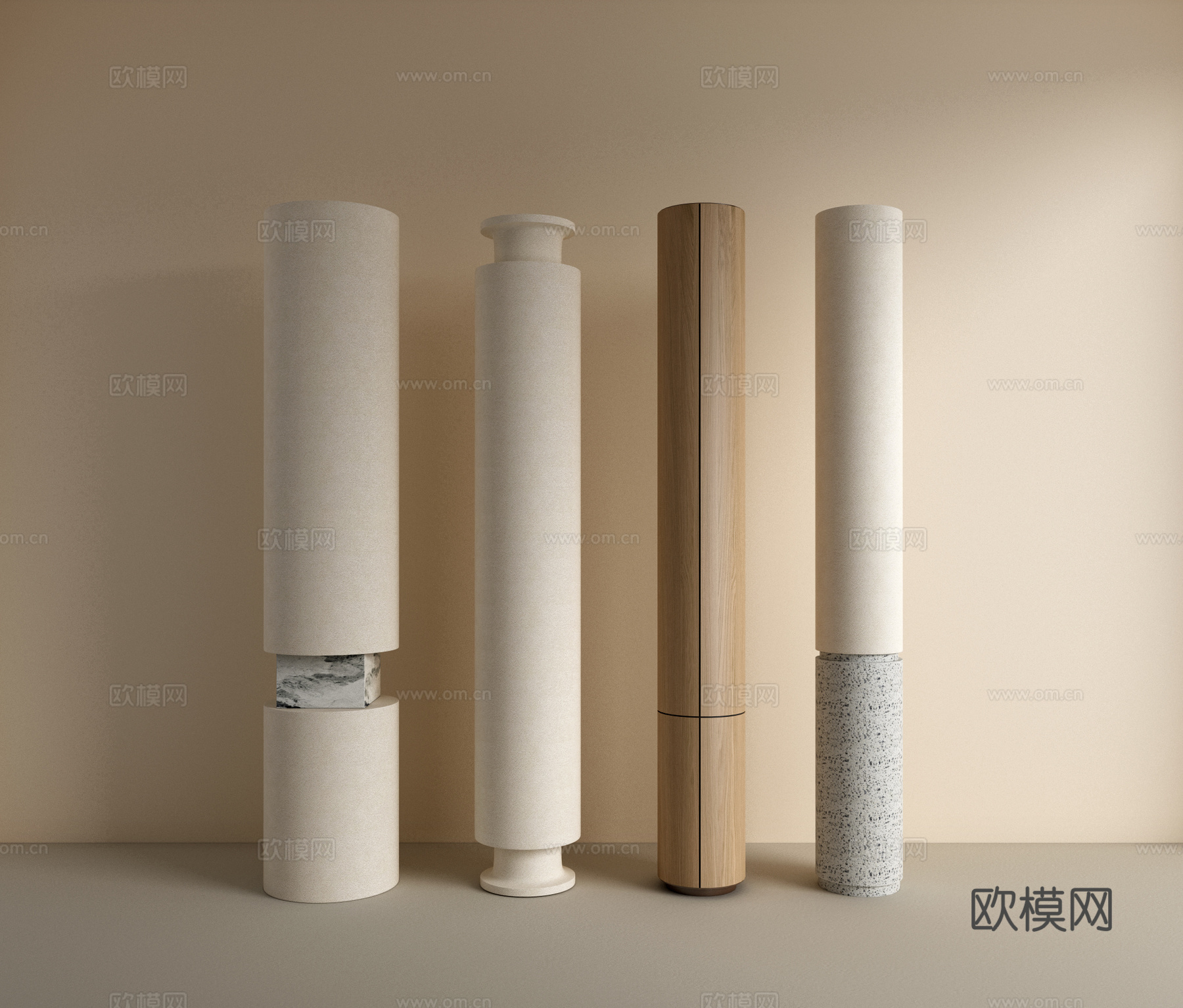 现代柱子 造型柱 艺术柱 圆柱 支撑柱 装饰柱3d模型下载