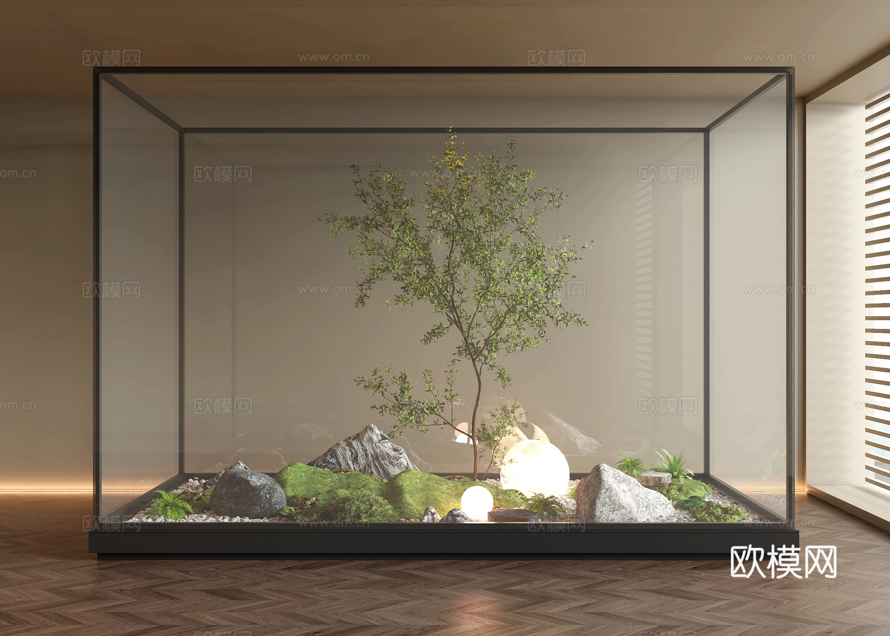 现代绿植景观3d模型下载