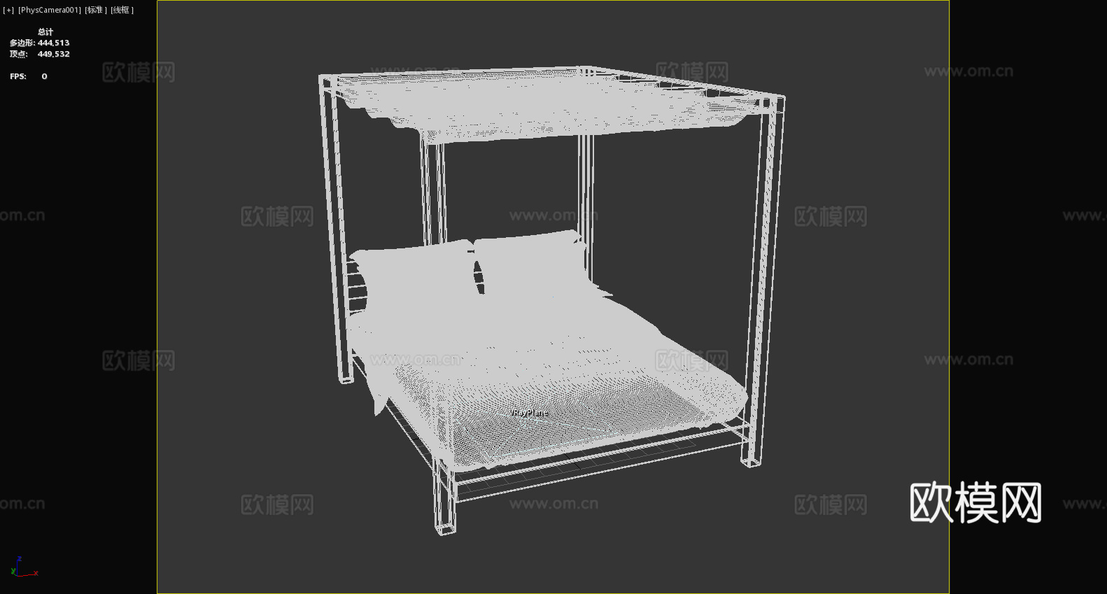 四柱床 双人床 床架 露台床 轻奢床3d模型下载（渲染图6）