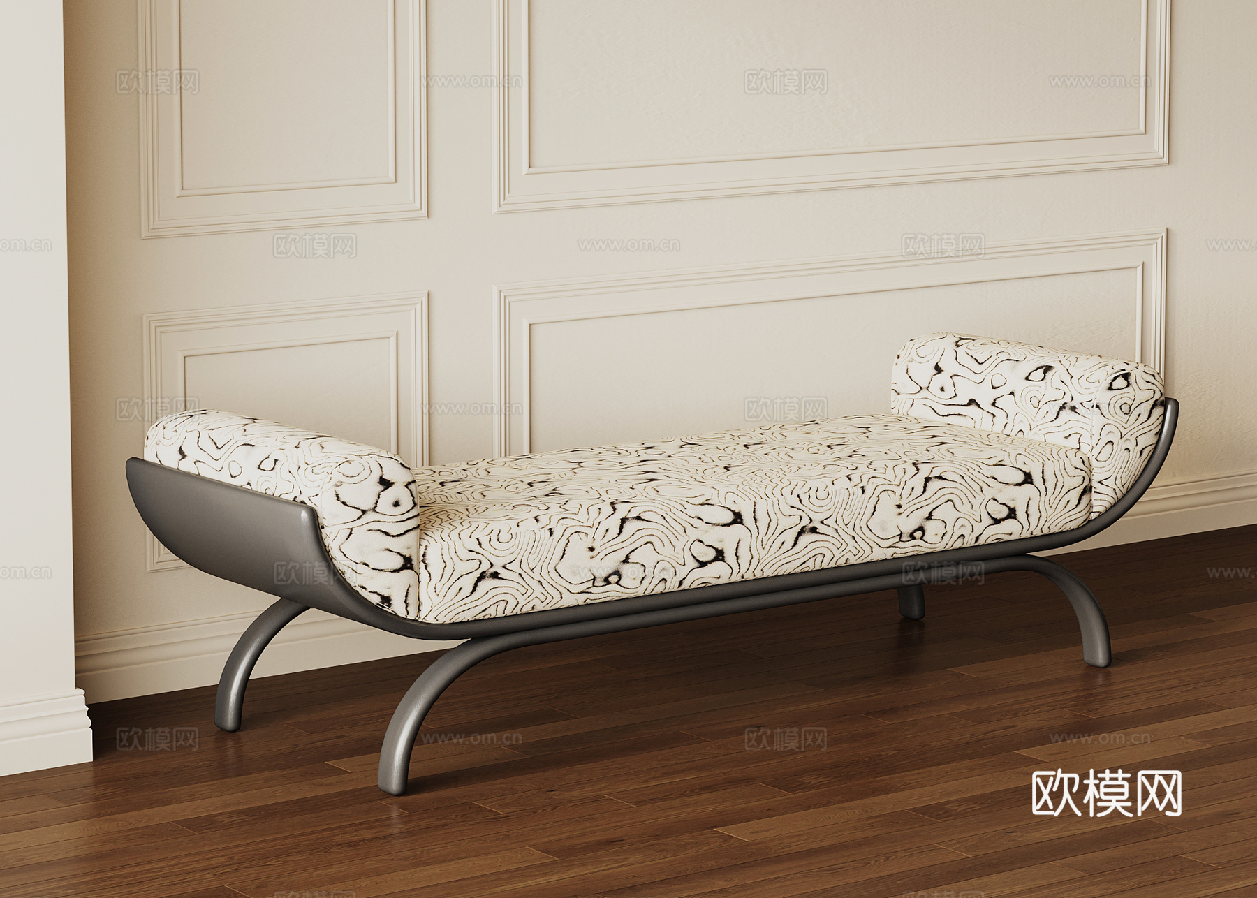 法式复古换鞋凳 床尾凳 长凳3d模型下载