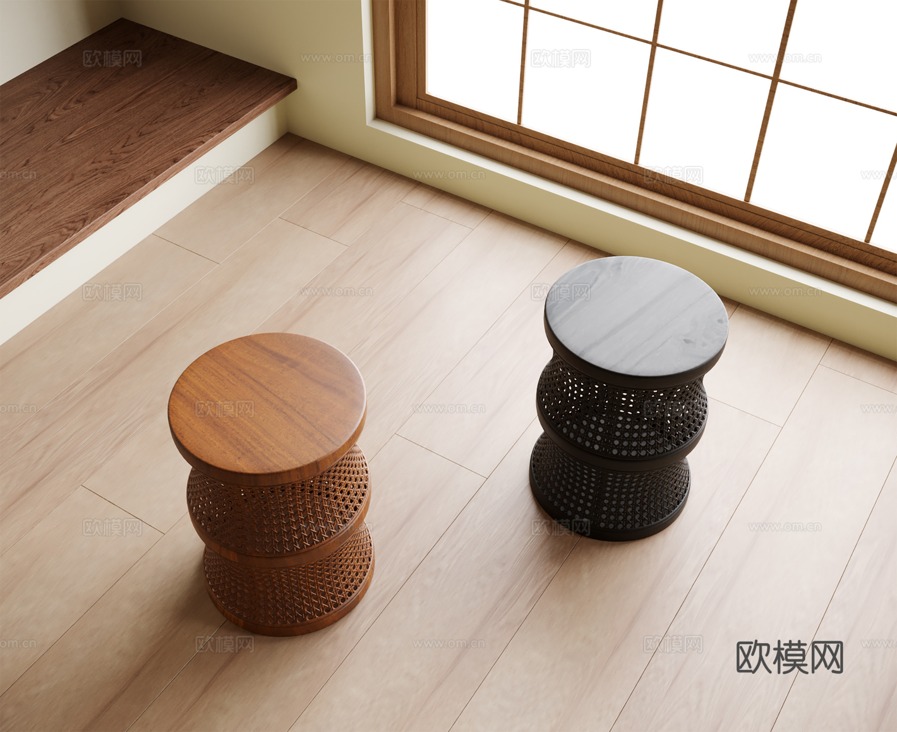 现代凳子 换鞋凳 圆凳su模型
