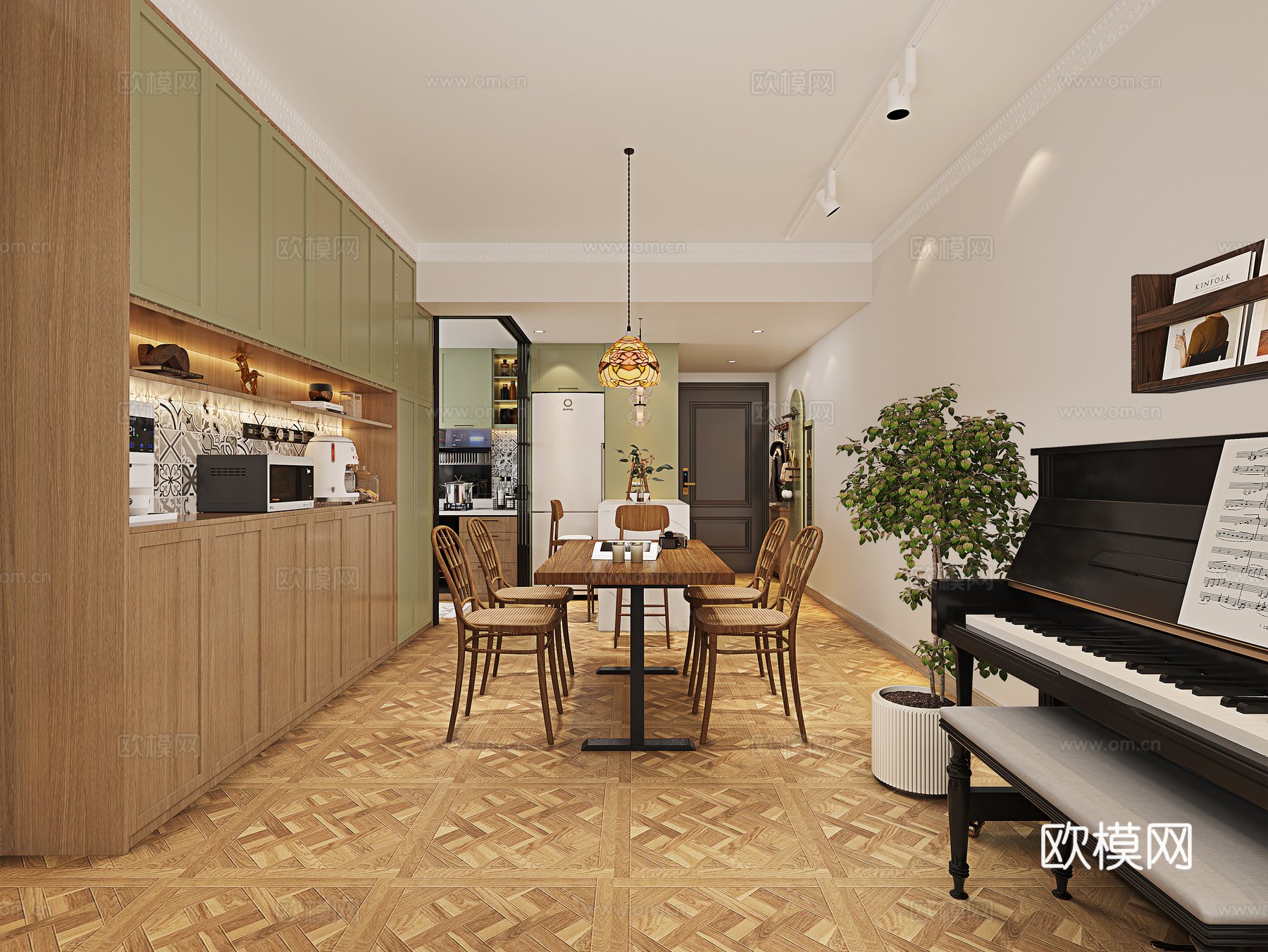 侘寂风客餐厅3D模型3d模型下载（渲染图3）