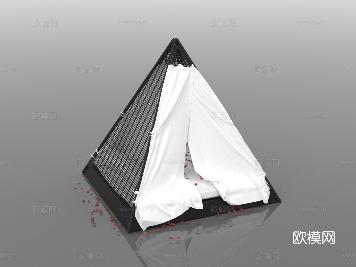 帐篷床 三角床 房间装饰床 创意床 艺术床3d模型下载（渲染图1）