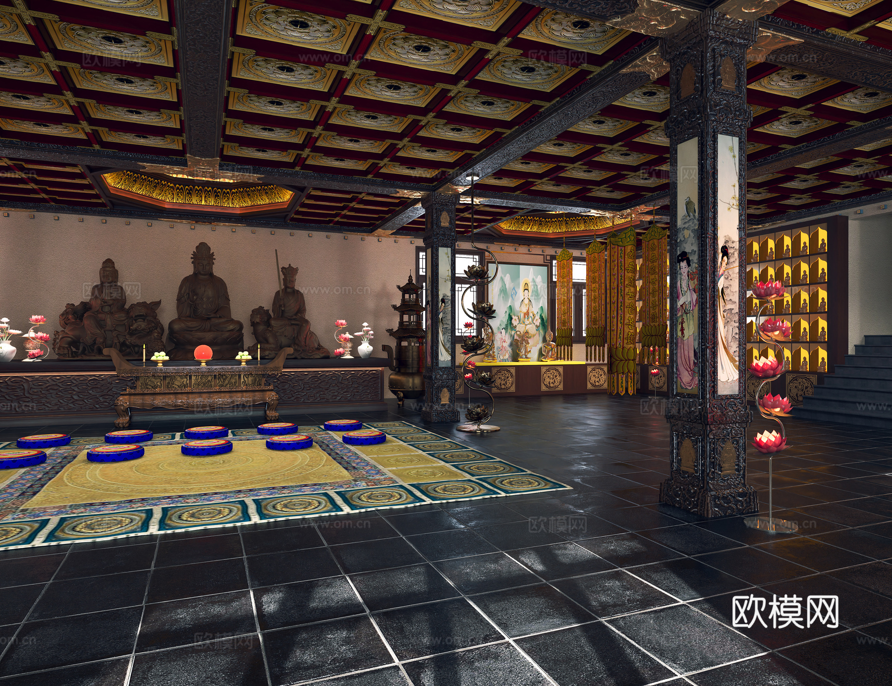 佛堂佛龛3d模型下载