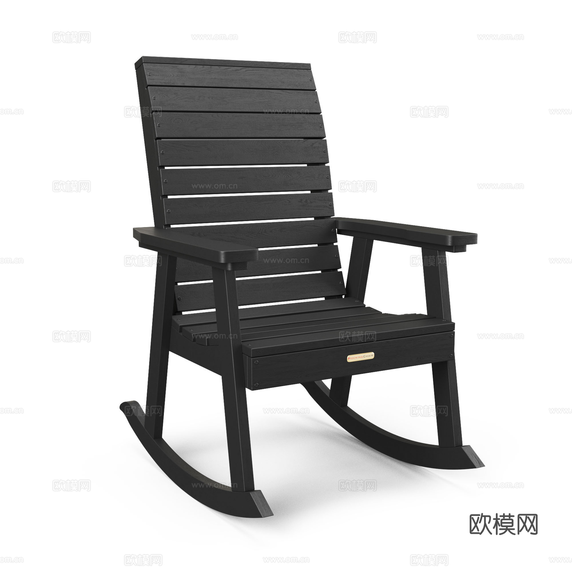 美式简约木质摇椅3d模型下载（渲染图1）