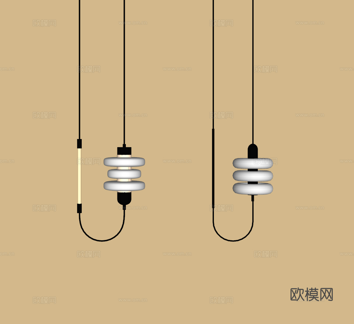 现代极简吊灯su模型