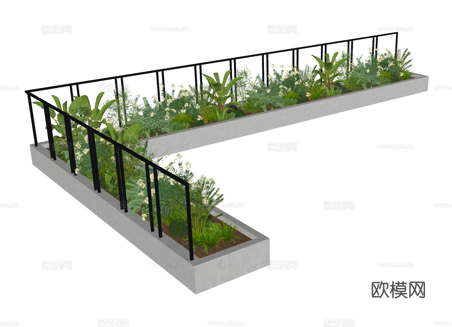 花坛 花池 植物堆 绿植 阳台栏杆 植物 阳台造景 阳台su模型