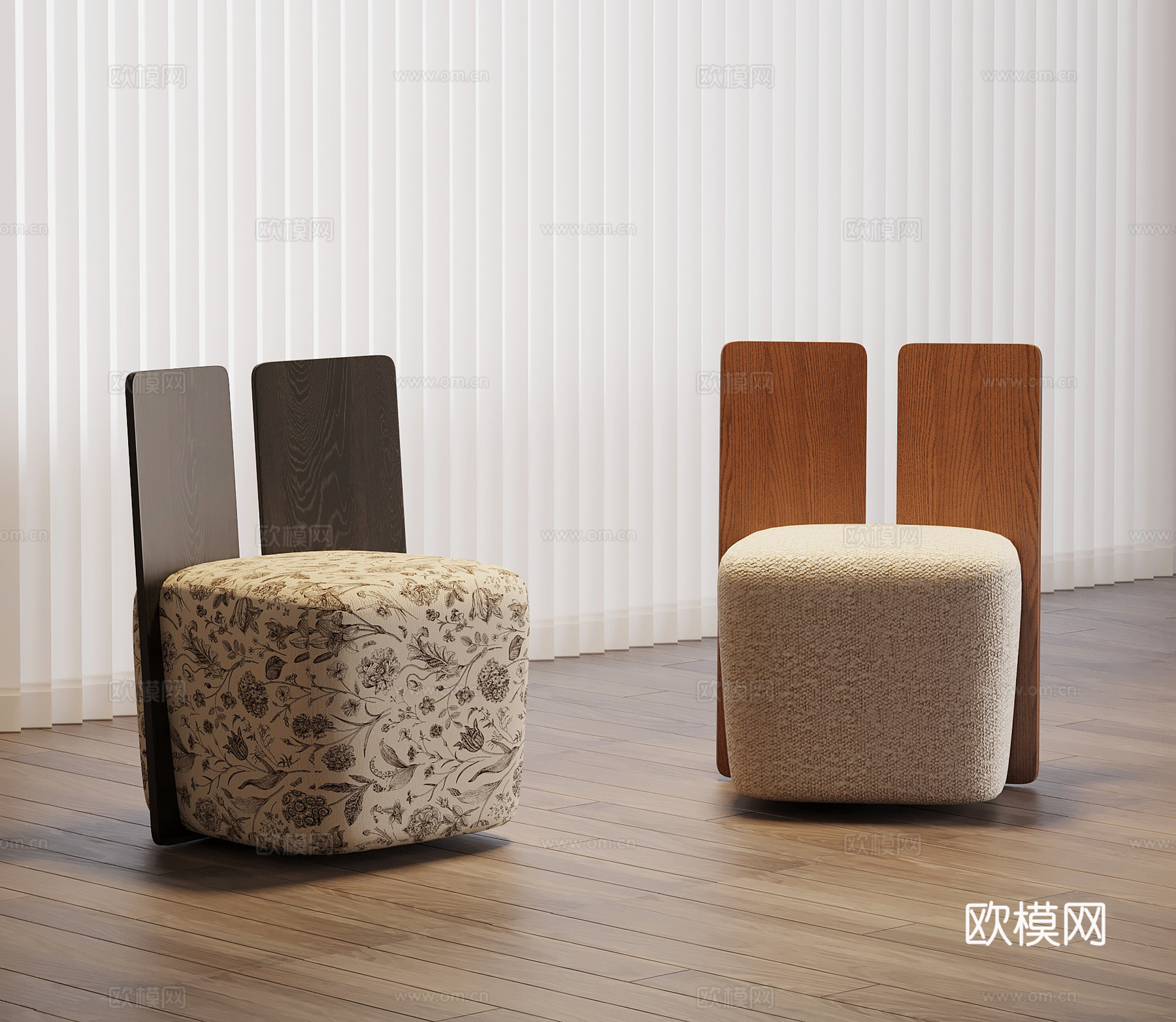 法式中古凳子 休闲凳子 换鞋凳su模型