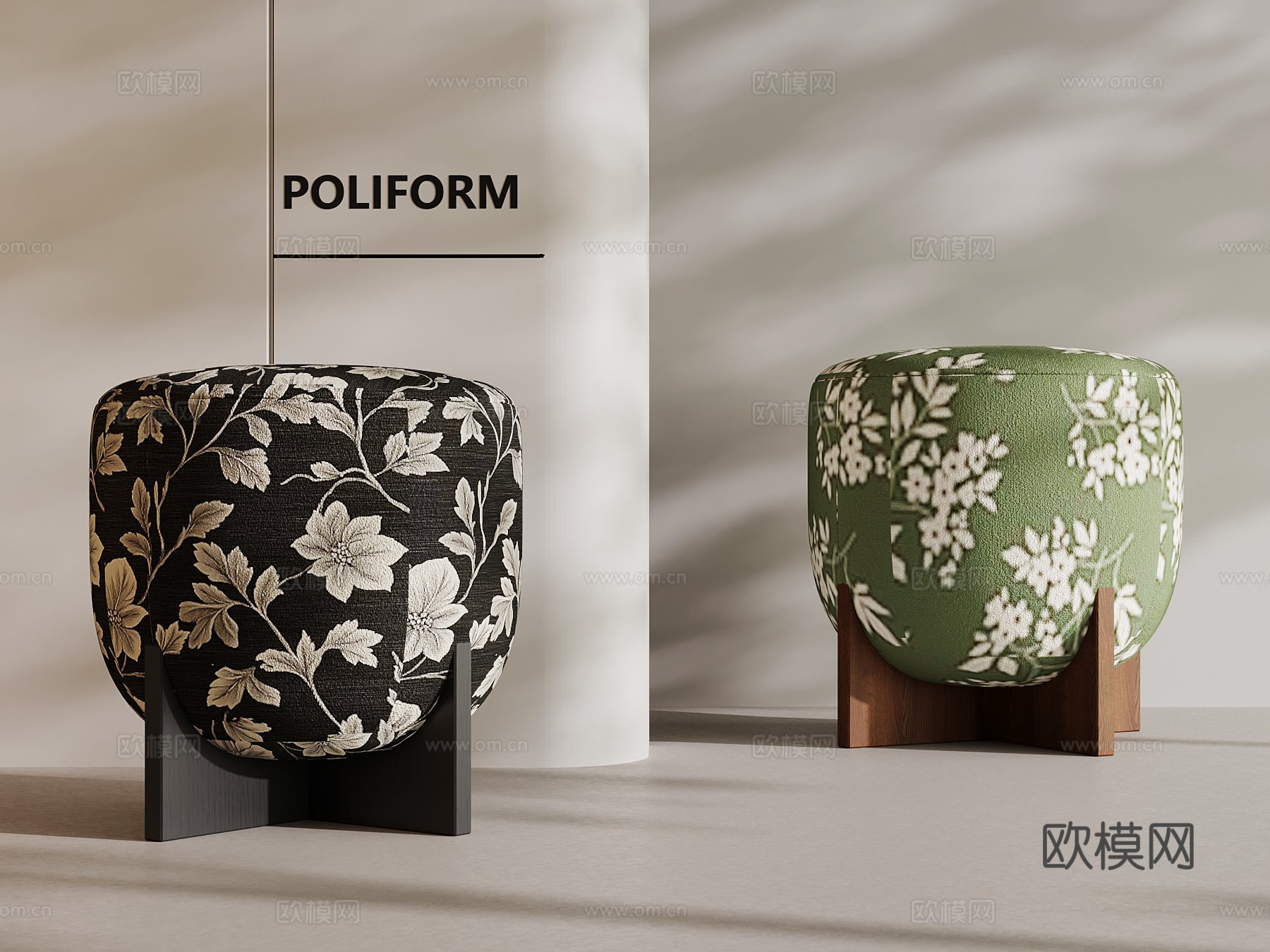 法式复古风沙发凳3d模型下载