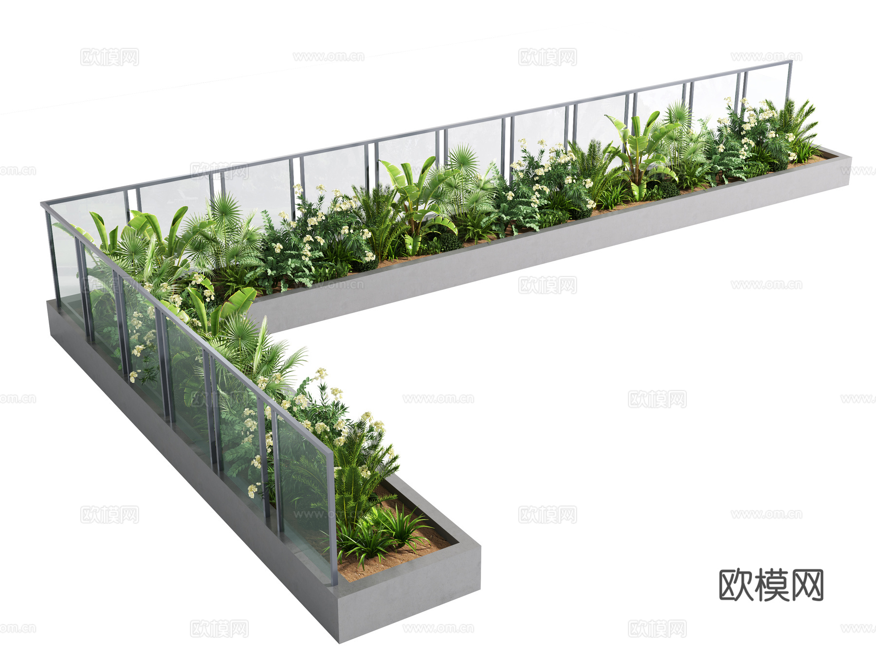花坛 花池 植物堆 绿植 阳台栏杆 植物 阳台造景 阳台su模型
