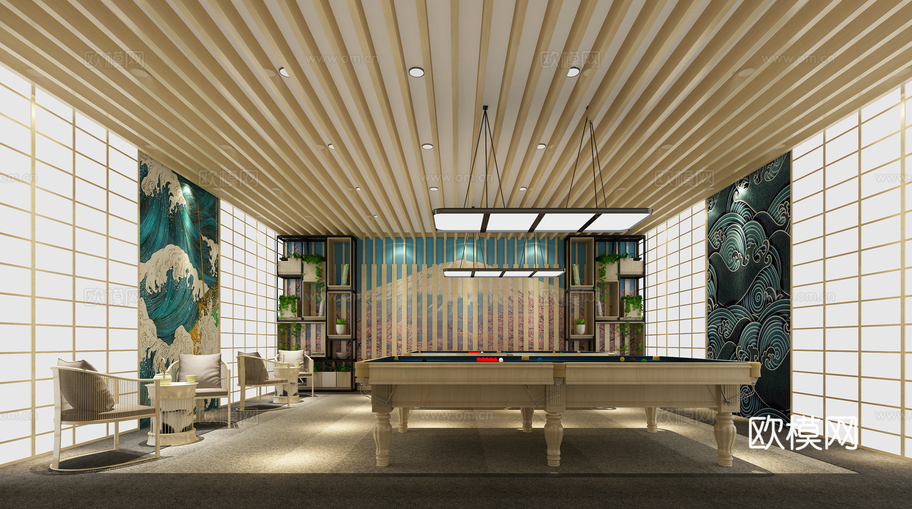 台球室3d模型下载