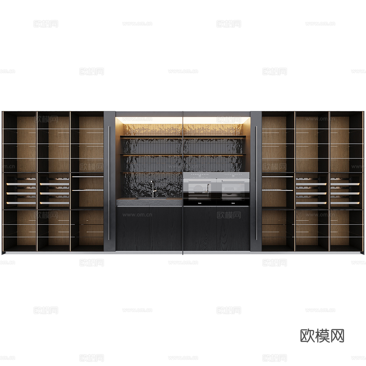 现代意式极简橱柜 中岛台3d模型下载（渲染图6）