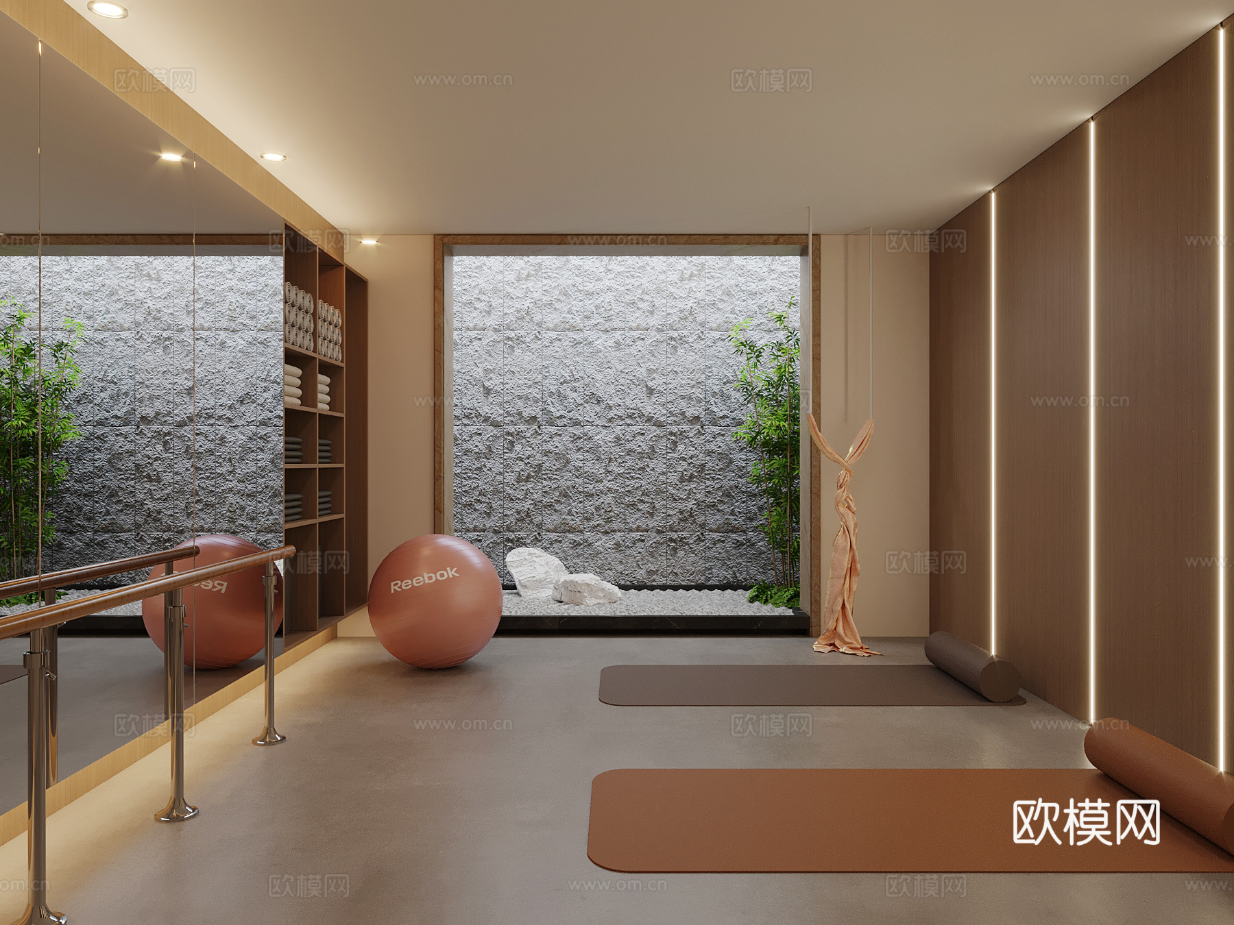 现代瑜伽室 健身用品 健身房su模型