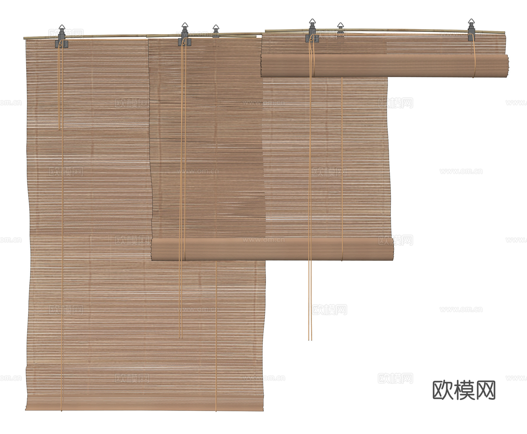 日式竹帘 卷帘 拉帘 百叶帘su模型