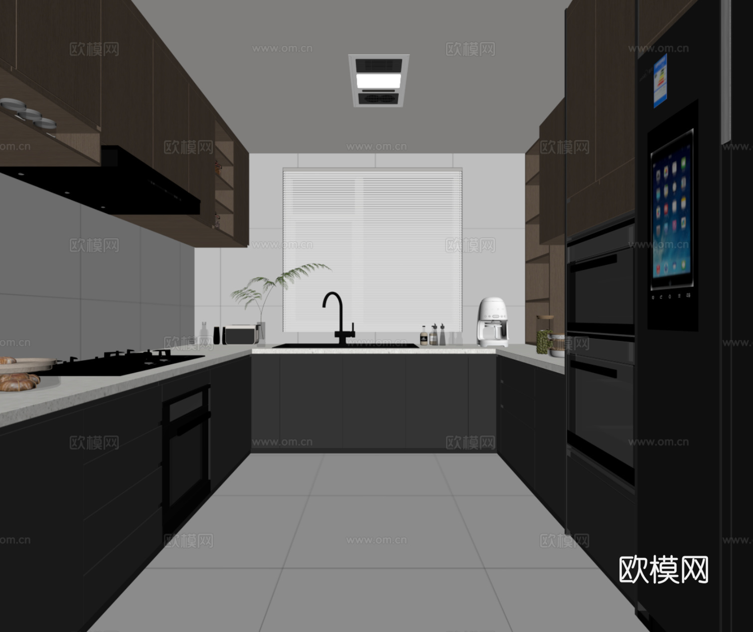 现代意式厨房 橱柜su模型