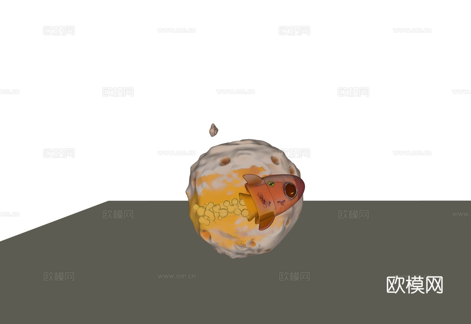 宇宙飞船艺术装置 陨石艺术装置 火箭装饰 赛博朋克艺术装置su模型