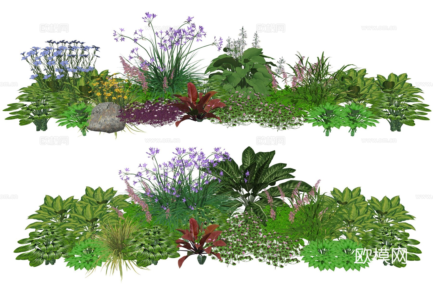 现代庭院花卉植物景观组合su模型