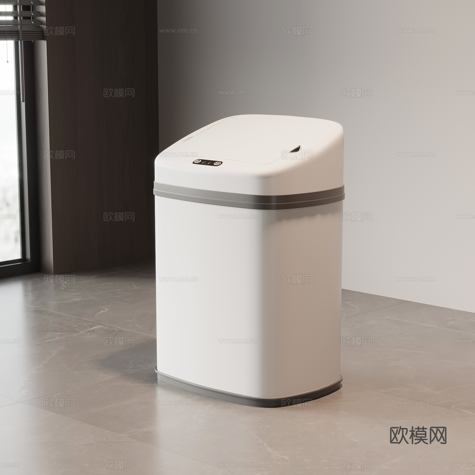 现代垃圾桶 翻盖垃圾桶su模型