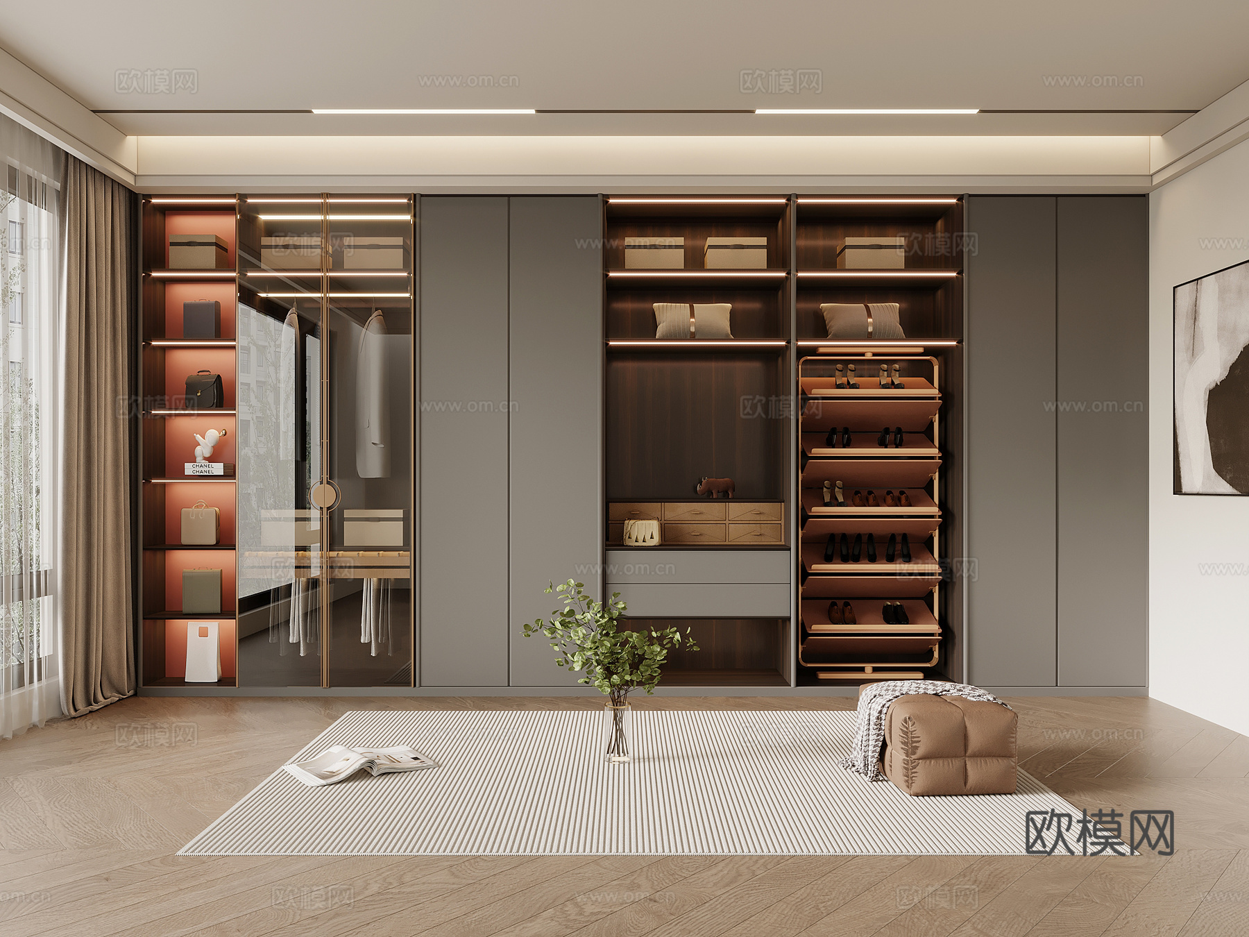 现代衣帽间 衣柜3d模型下载