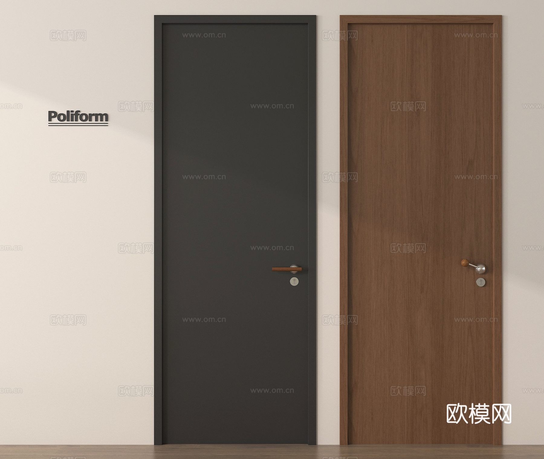 中古单开门组合  平开门 卧室门 木材su模型