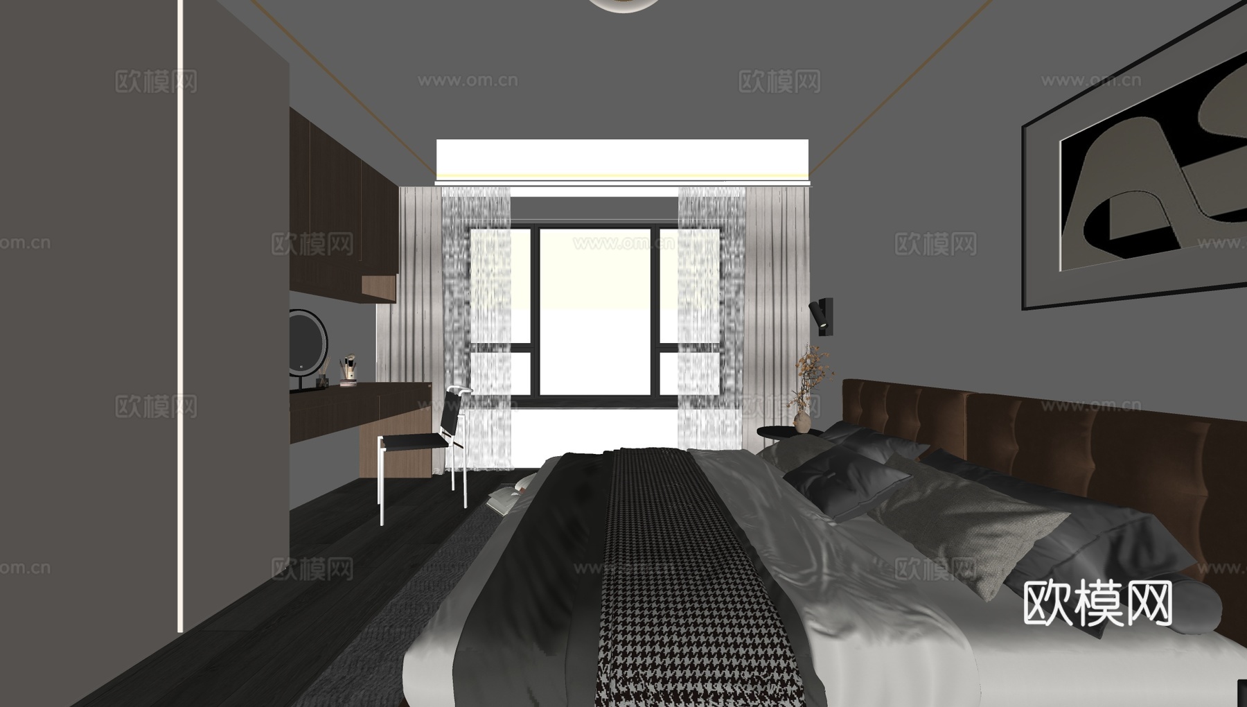现代卧室su模型