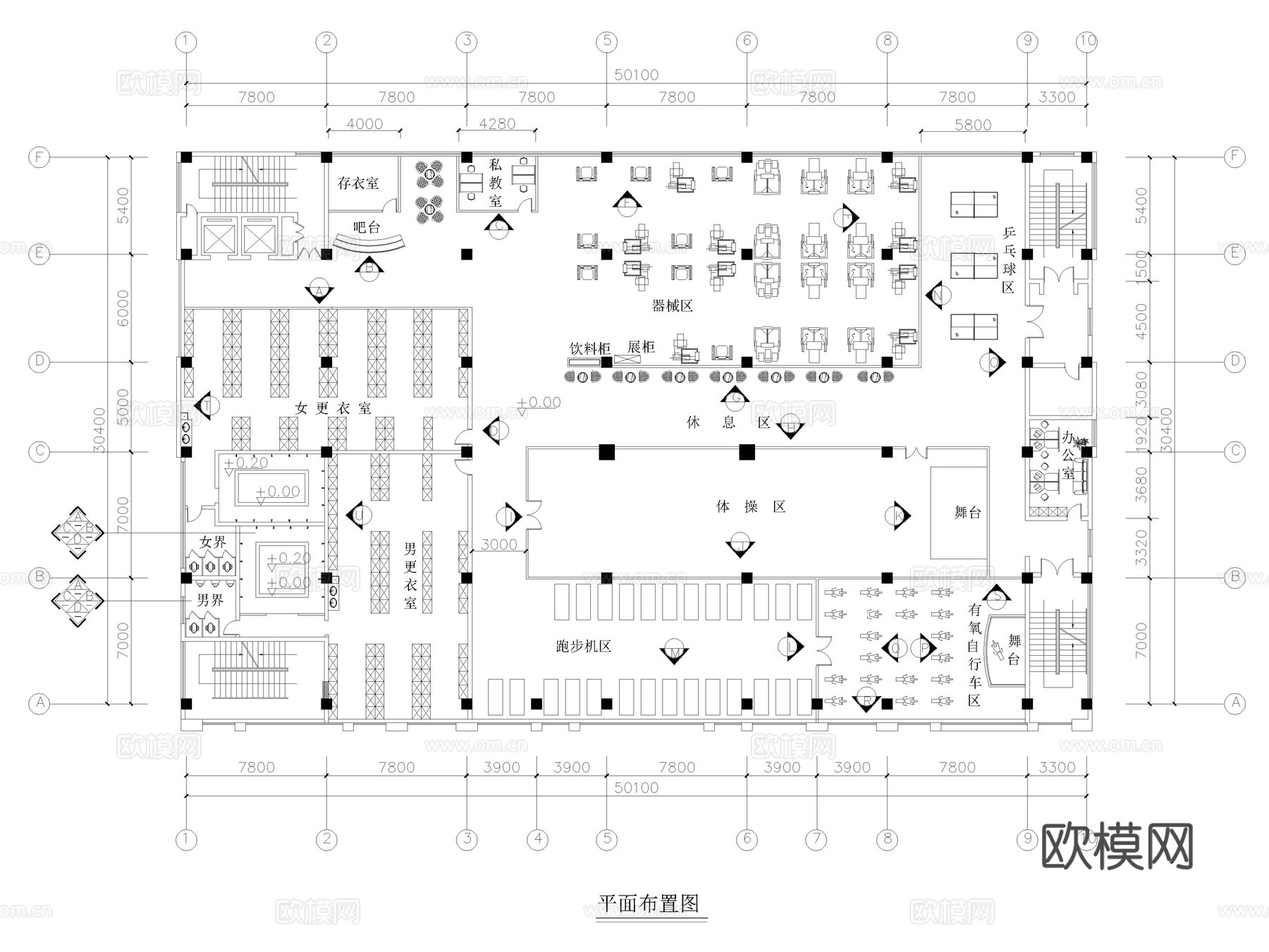 20套健身房健身会所健身馆CAD施工图cad施工图