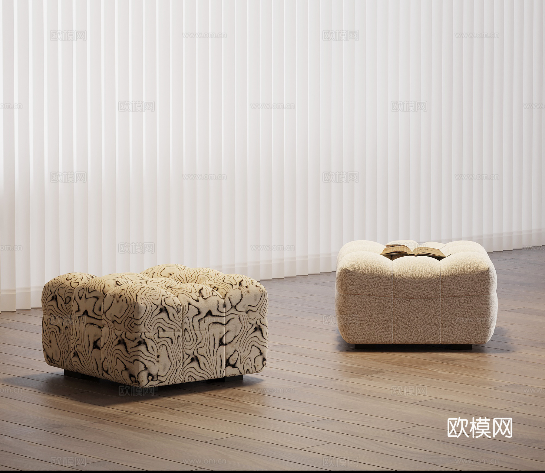 现代法式凳子 沙发凳 换鞋凳su模型