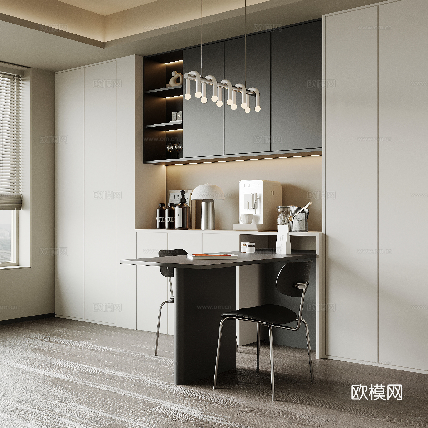 现代酒柜 小餐桌su模型