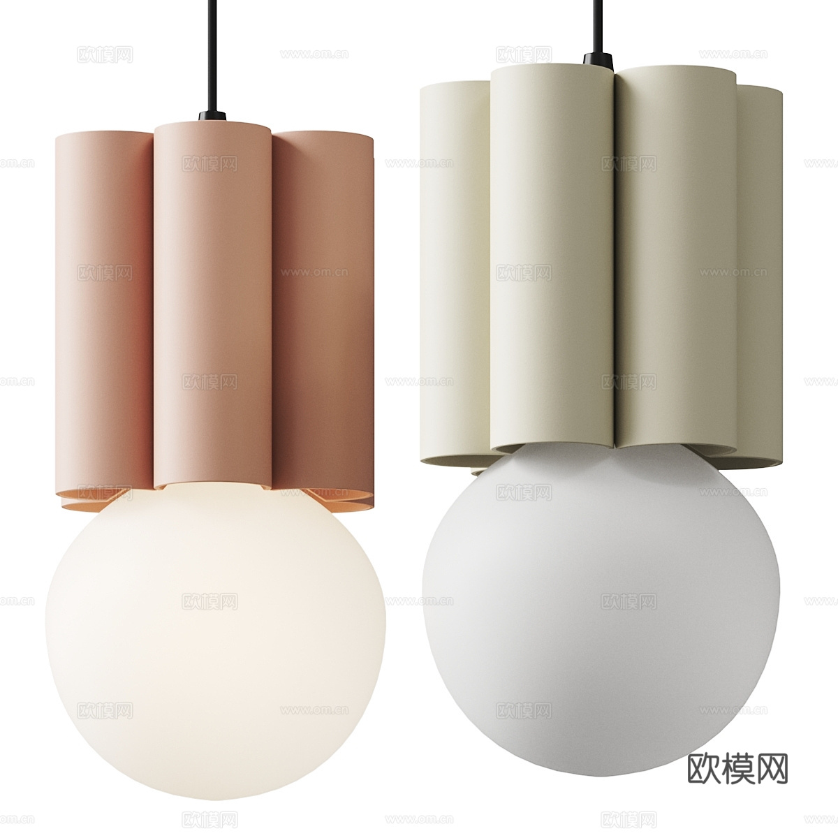 现代奶油风 Romana 装饰吊灯3d模型下载（渲染图1）