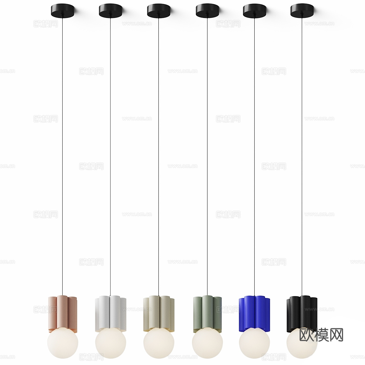 现代奶油风 Romana 装饰吊灯3d模型下载（渲染图3）