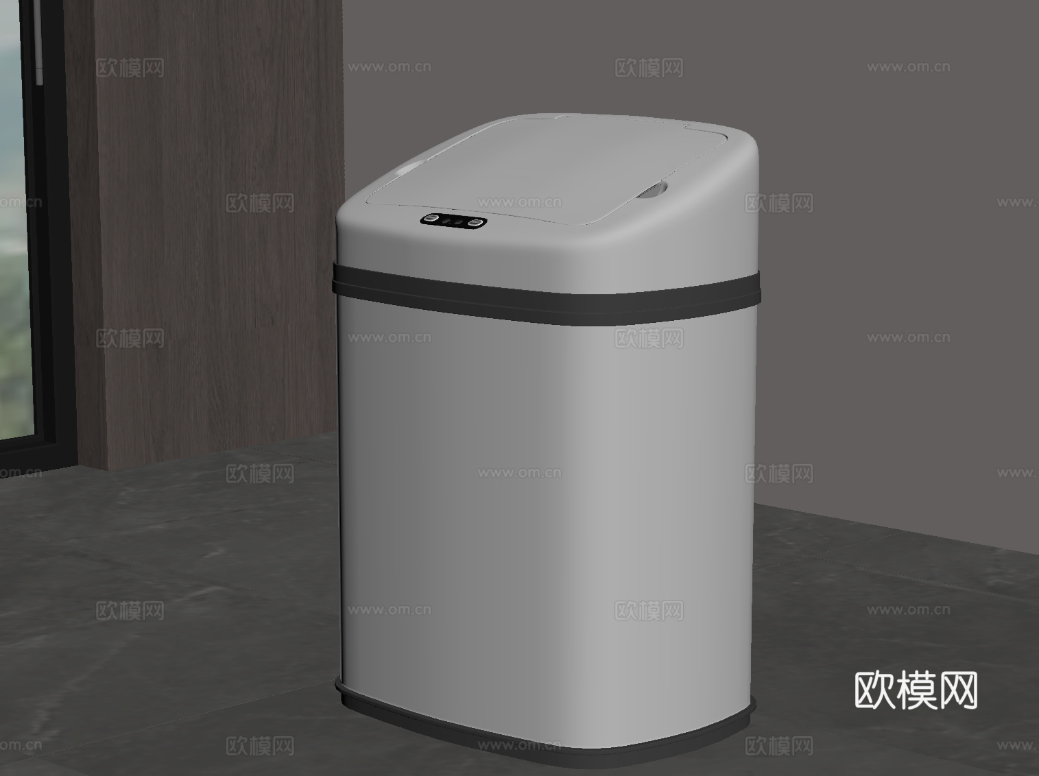 现代垃圾桶 翻盖垃圾桶su模型