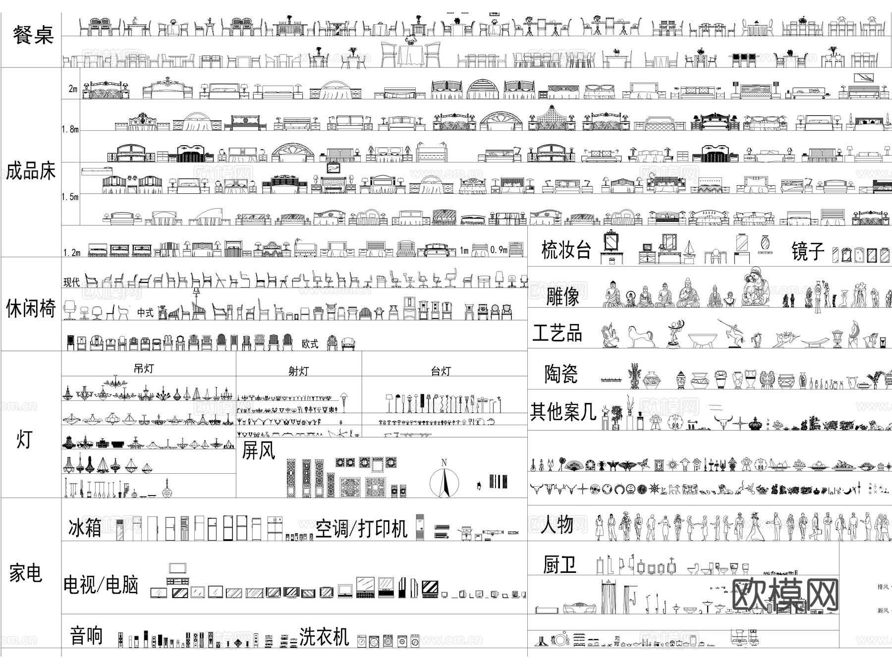 2025年最新家装家具软装立面图块CAD图库大全cad施工图