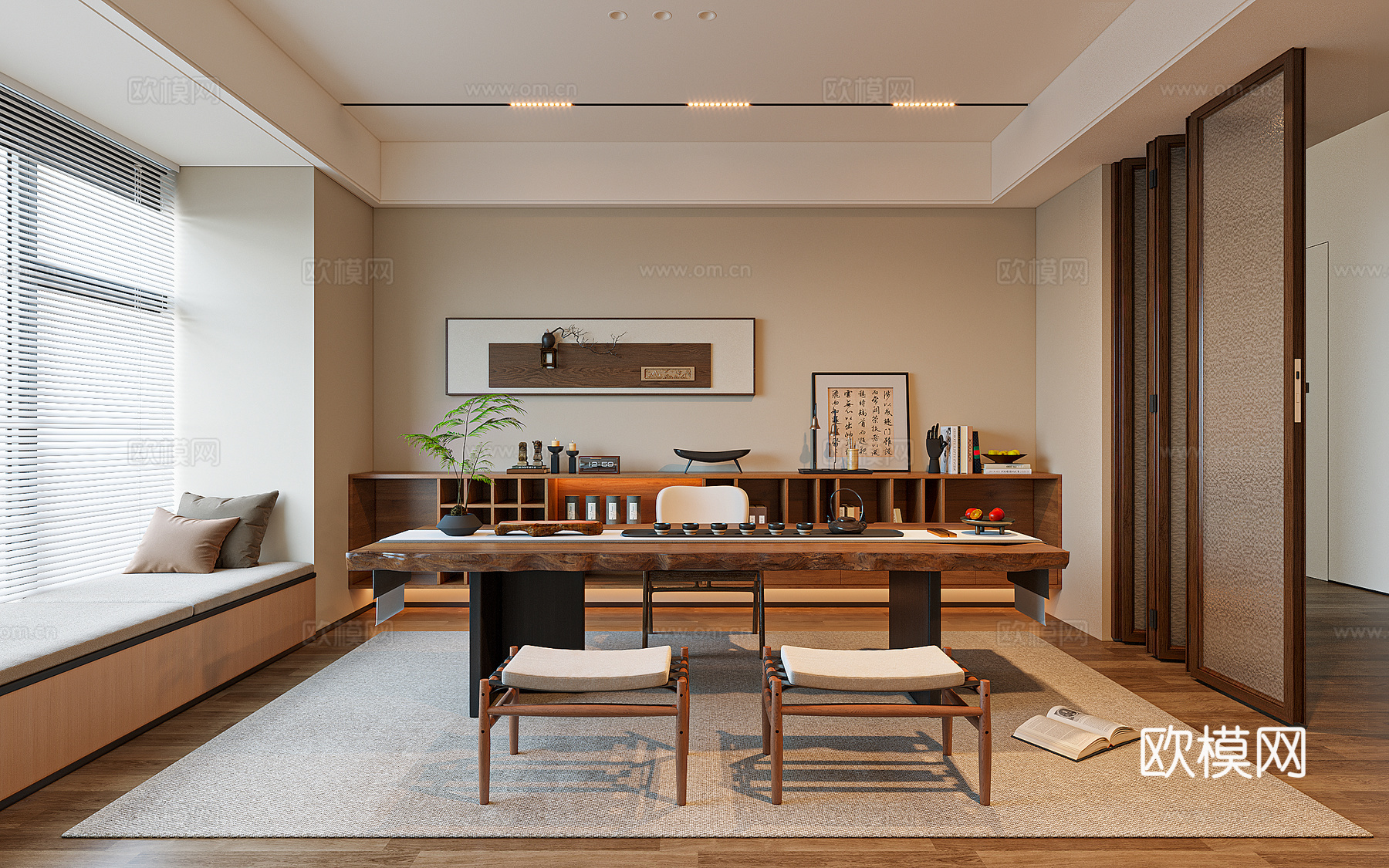 中古风茶室3d模型下载