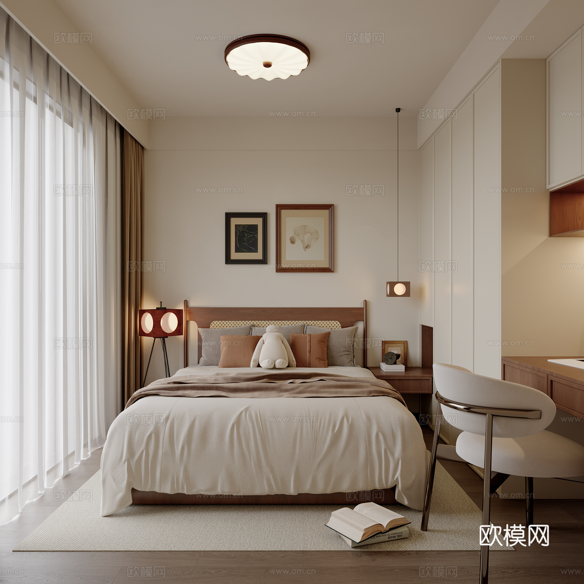 中古风卧室su模型