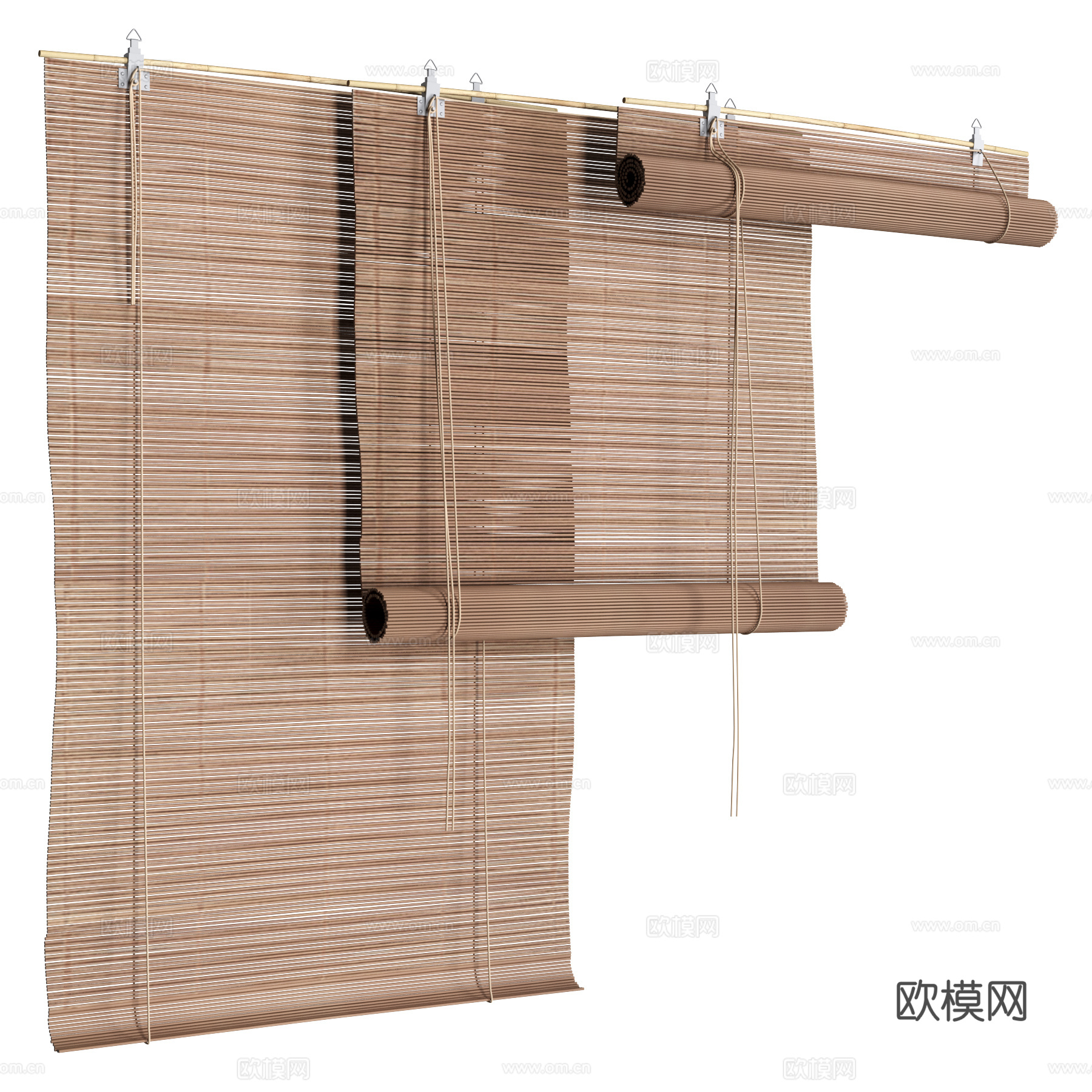 日式竹帘 卷帘 拉帘 百叶帘su模型