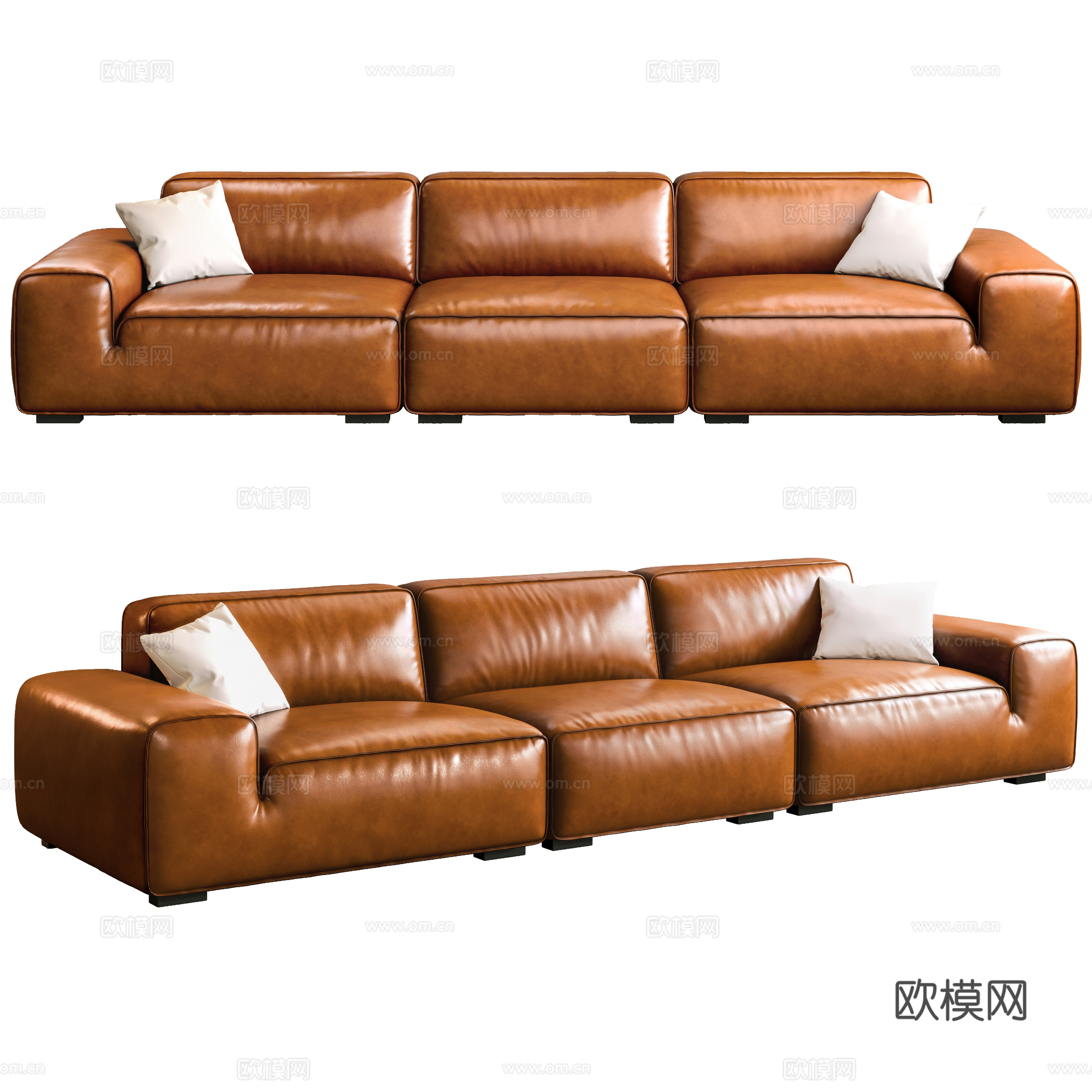 大黑牛沙发 夏图沙发 油蜡皮沙发 三人沙发 多人沙发 复古3d模型下载